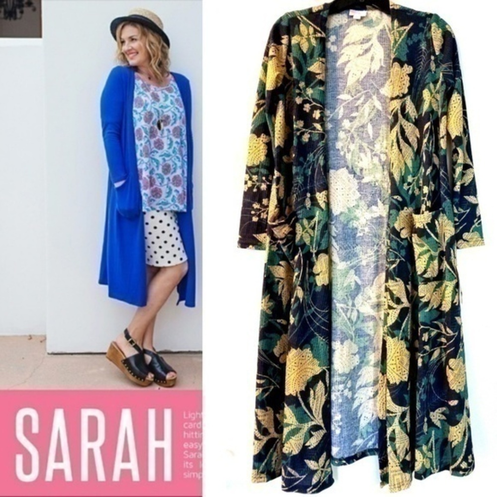 Lularoe NWT Women's Sarah Floral Open‎ Front Duster Cardigan for Layering
